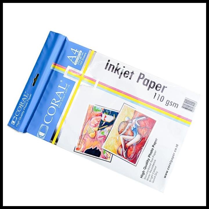 

Terlaris Coral Inkjet Paper A4-110 Gr (Pack=100 Sheet) Good Quality