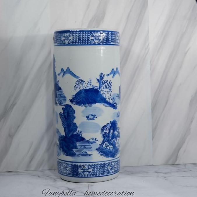 Tempat Payung Keramik Guci Vas Bunga Keramik Porselen Biru Putih Impor [terbaik]