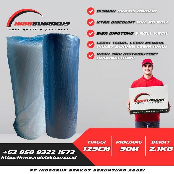 

ready Bubble Wrap INDOLAKBAN Hitam Bening 2 kg 125 cm x 50 m HARGA PABRIK