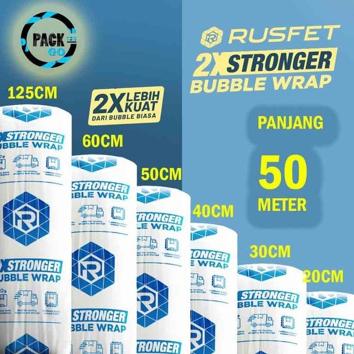 

ready Bubble Wrap Plastik RUSFET BENING 50CM x 50M Berwarna Buble | Bubblewrap PUTIH Tebal SUPER Roll