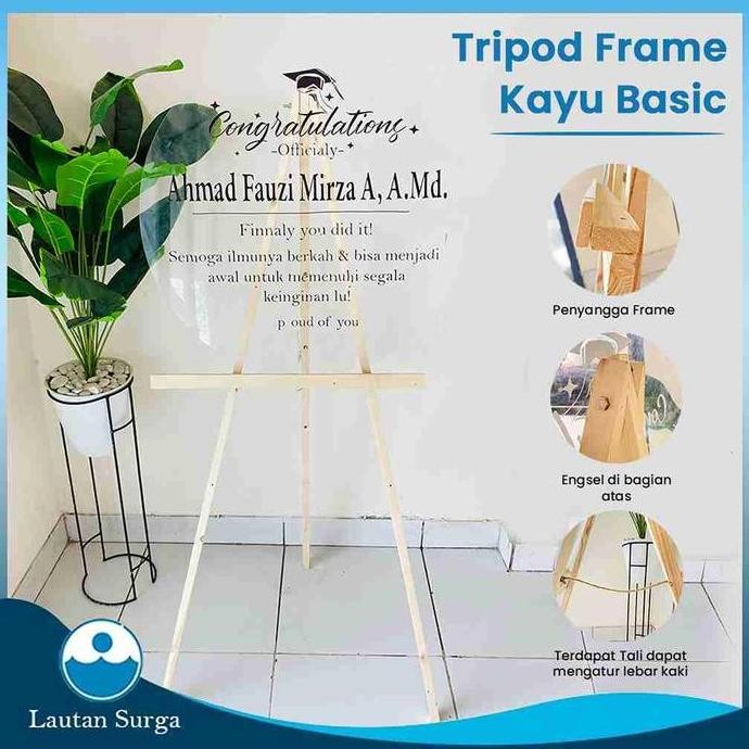 

ready !!! Stand Tripod Wooden Easel Tripod Kayu Standing Lukis Papan Bunga Foto