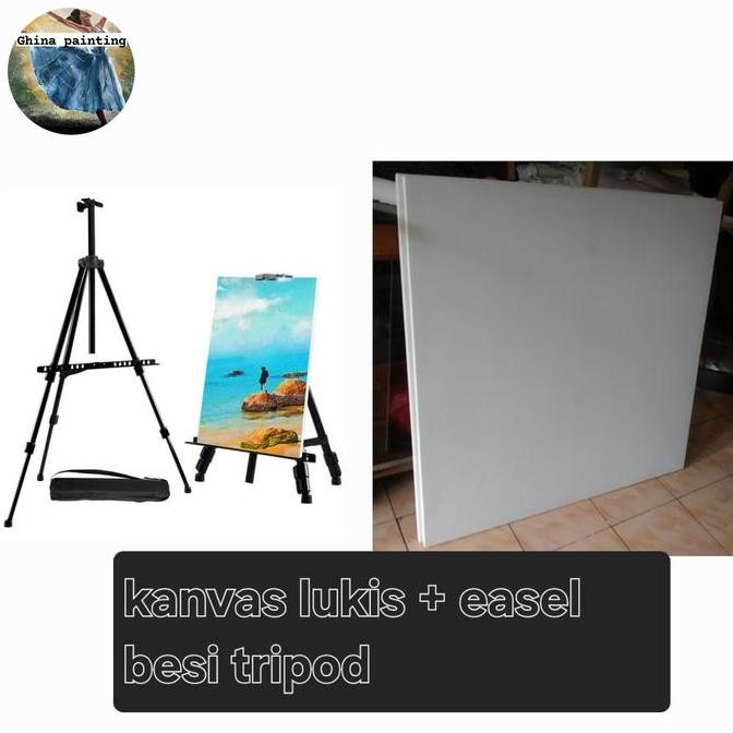 

ready !!! PAKET Kanvas Lukis 100x100 + Easel Besi