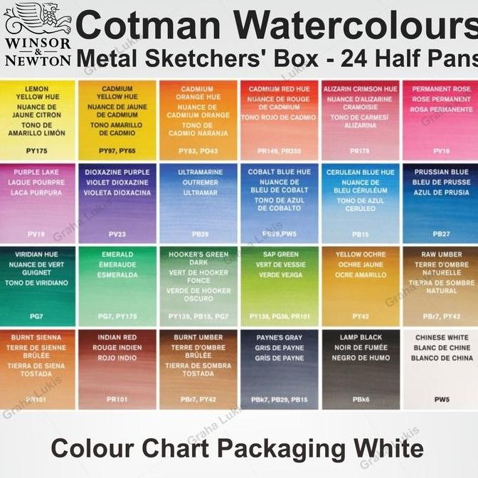 

ready !!! WINSOR&NEWTON COTMAN WATER COLOURS METAL SKETCHERS' BOX - 24 HALF PANS
