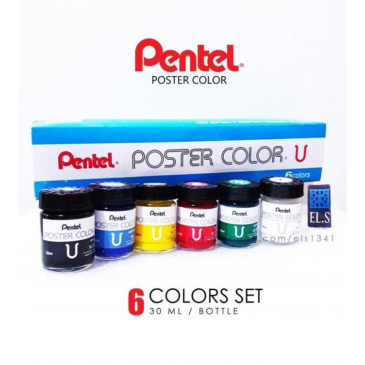 

ready !!! Pentel Poster Colors Set 6 Warna (30 ml) Cat Poster