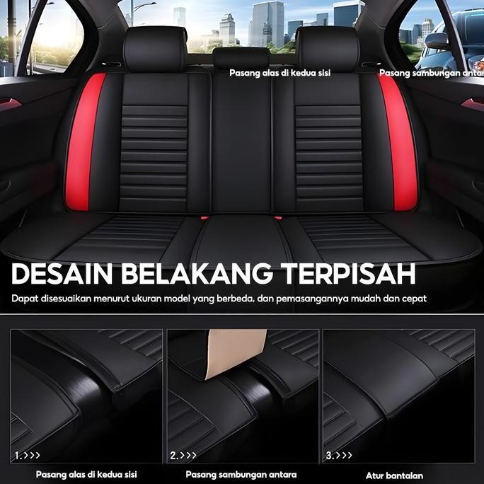 Universal mobilSOARFLY Sarung Jok Mobil Universal Kulit 5pcs Satu Set Lengkap Pelindung Jok Mobil Ba
