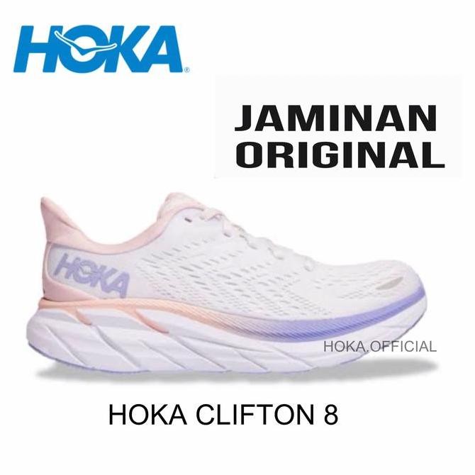 Termurah Hoka Clifton 8 Women'S White Purple Original 100%