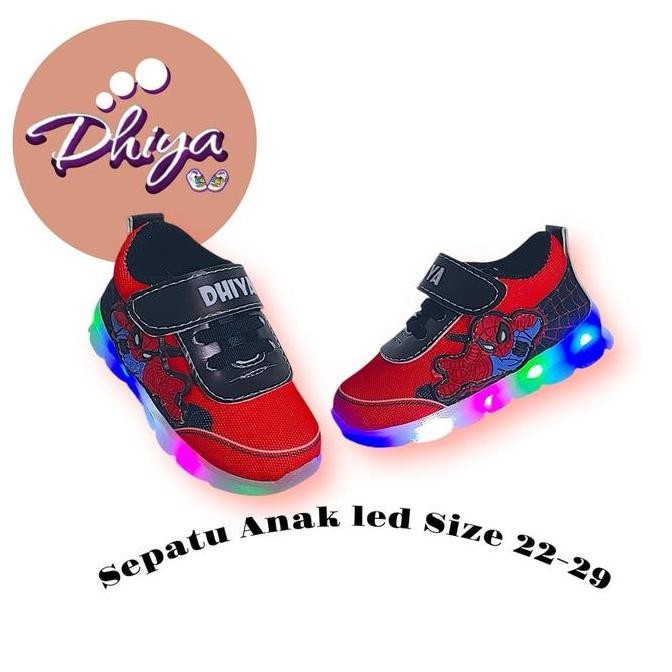 Tersedia Sepatu Sneakers Anak Laki Laki model Spiderman Led Lampu