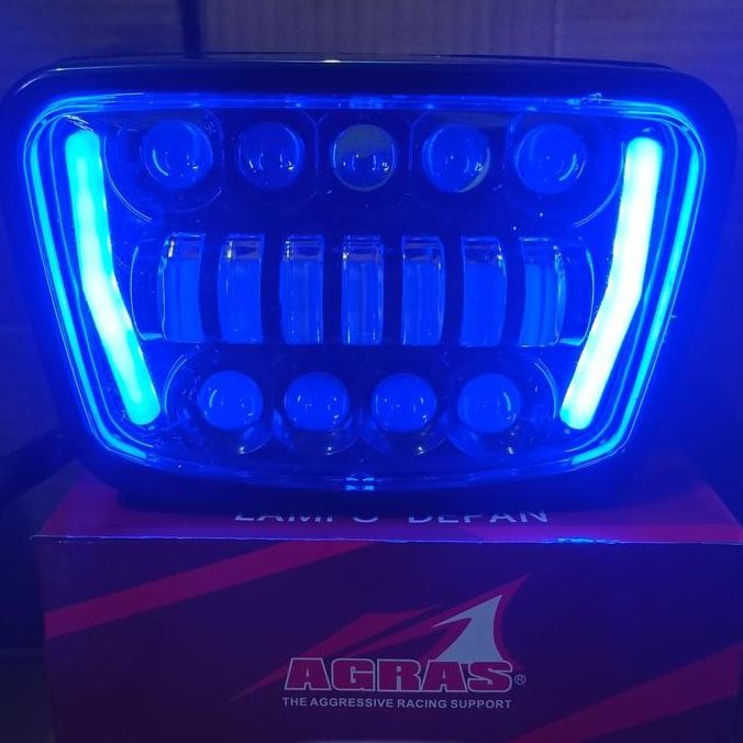 Lampu Depan Rx King New Oval Reflektor Head Lamp Depan 16 Led Kotak Rx-King New Agras Super Terang L