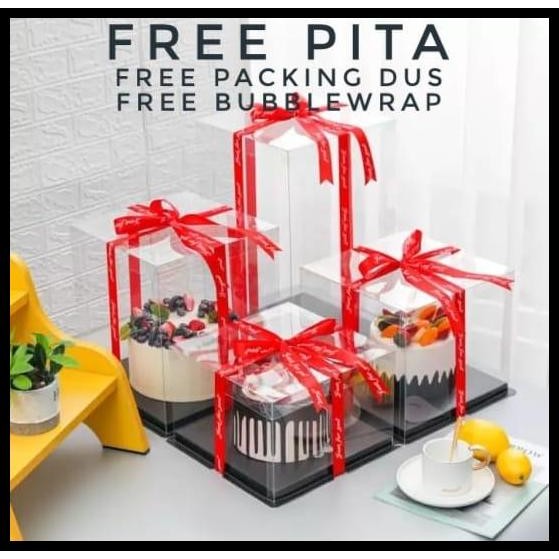Terlaris Kotak kue Kotak kue mika transparan Dus kue transparan Cake box KOTAK KADO ULANG TAHUN HANT