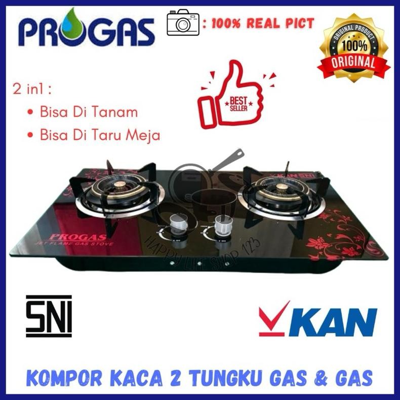 TERMURAH Kompor Tanam PROGAS 2 Tungku MIX BARA/Kompor Tanam PROGAS 2 Tungku GAS GAS SNI Siap kirim