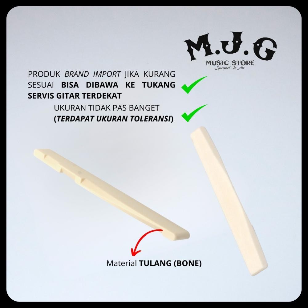 Saddle Bridge Gitar Akustik Tulang Bone 74mm Fit for 75mm
