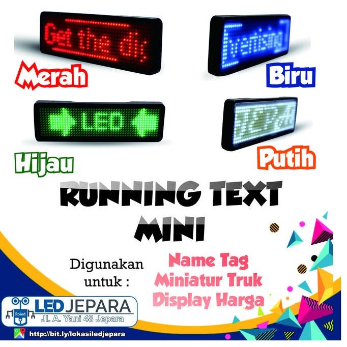 Terbaru Papan Nama Led Badge Running Text Mini