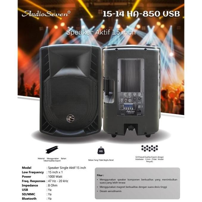Speaker Aktif Audio Seven Ha800X Audio Seven Ha 800X 1Bh 15 In 1000Wat New Stok