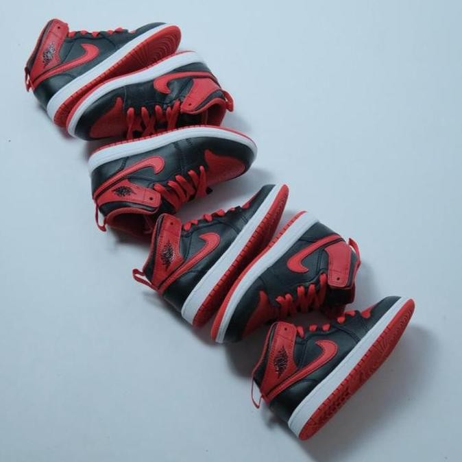 Tersedia SEPATU ANAK / SEPATU BAYI AIR JORDAN 1 MID KIDS RED TOE