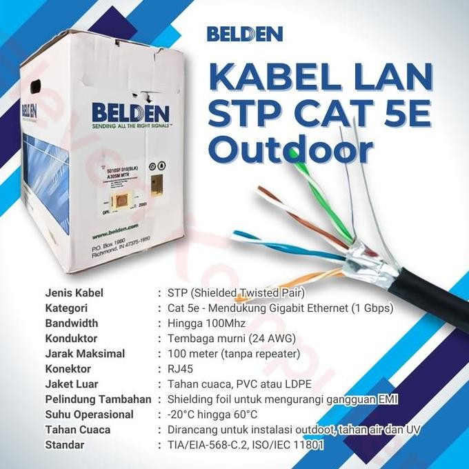 Kabel Lan Stp 50105F Outdoor Cat 5E Belden / Belden Stp Cat5 / Cat 5E New Stok