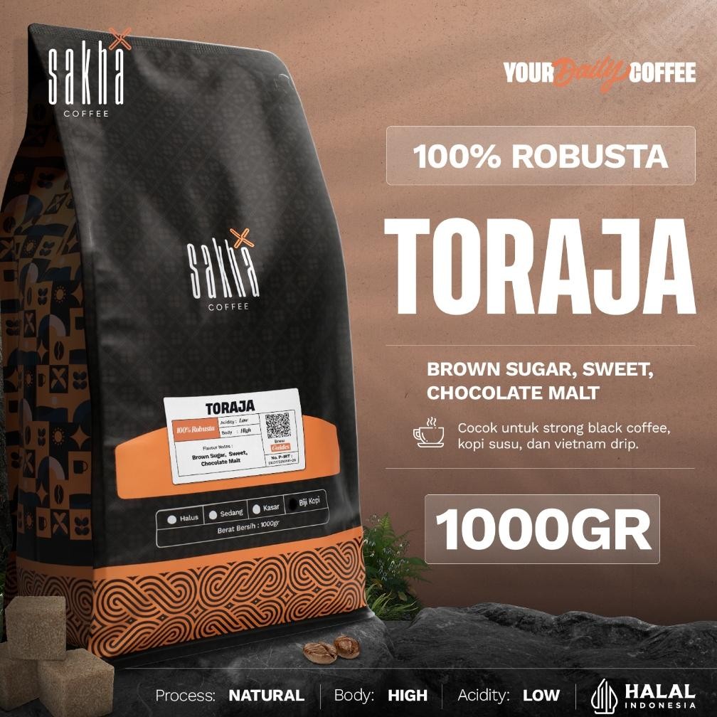 

NEW!!! Biji Kopi Bubuk Fine Robusta Toraja Sapan Sulawesi Coffee Beans Roaster Coffe Roast Bean 1Kg Coffe