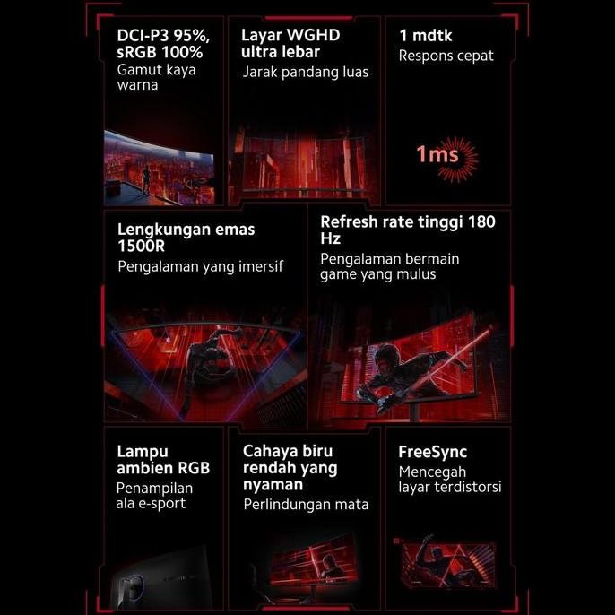 Premium Xiaomi Mi Curved Gaming Monitor 34" Ultrawide 1440p 144Hz FreeSync