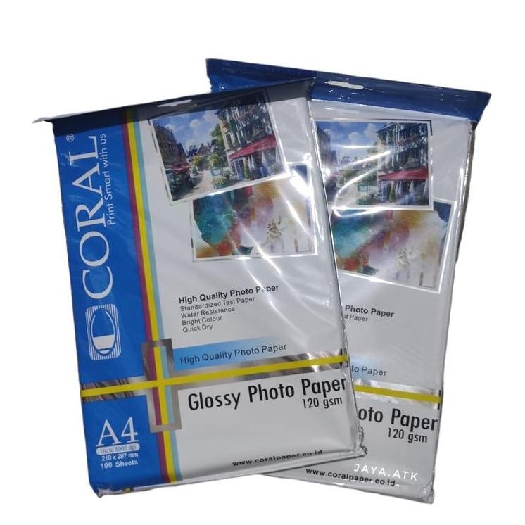 

Kertas Photo Foto A4 Glossy Kilap Coral 120 Gsm 100 Lembar Promo