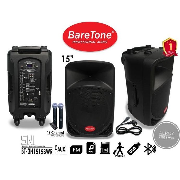 Speaker Portable Baretone 15" Bt-3H1515Bwr / 15Bwr / Bwr15 New New Stok