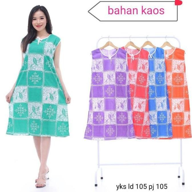 DASTER YUKENSI BAHAN KAOS ADEM / BAJU TIDUR SINGLET MOTIF KEKINIAN