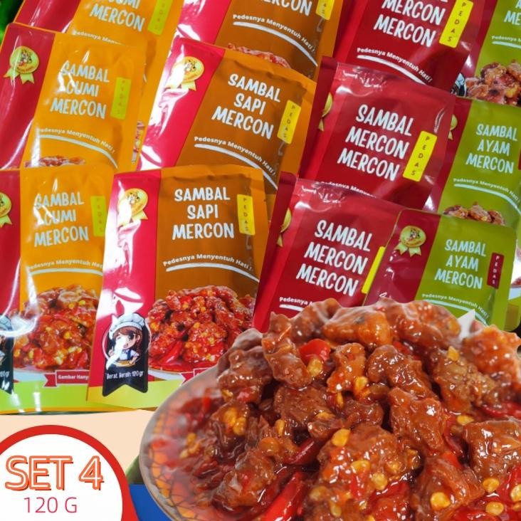 

120G Set 4 Lebih Hemat Sambel Ayam Sambel Sapi Sambal Mercon Pedas Lauk N Pedes. Sambal Cumi