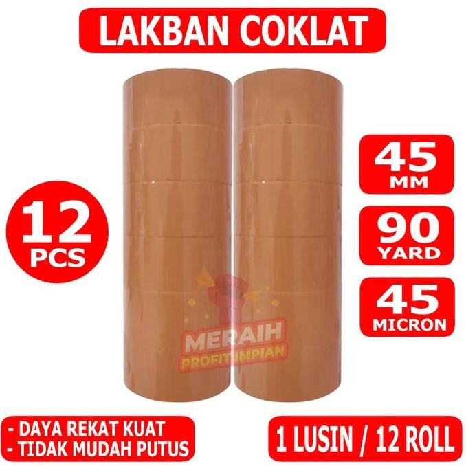 

Promo 1 Lusin / 12 Roll - Lakban Coklat 90 Yard - Lakban Mpi 45 Mm X 90 Yard