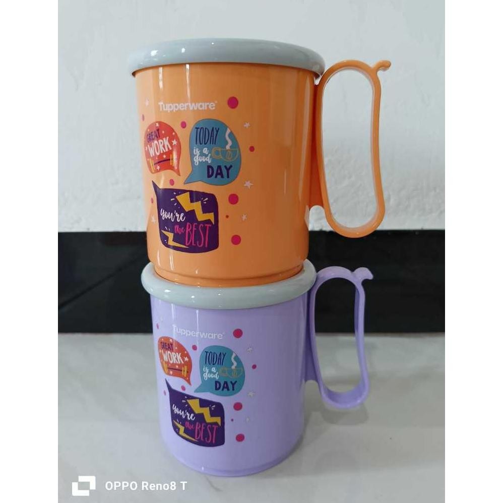 Terlaris Tupperware jumbo mug 600 ml cangkir air panas Terbaru
