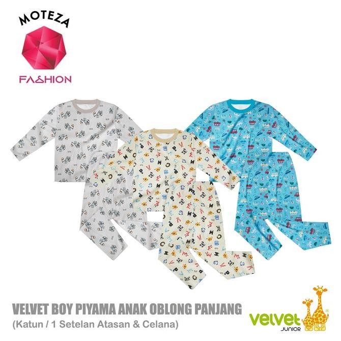 Tersedia Velvet Junior Dreamwear - Piyama Anak Laki Setelan Oblong Atasan Panjang Stelan Celana Panj