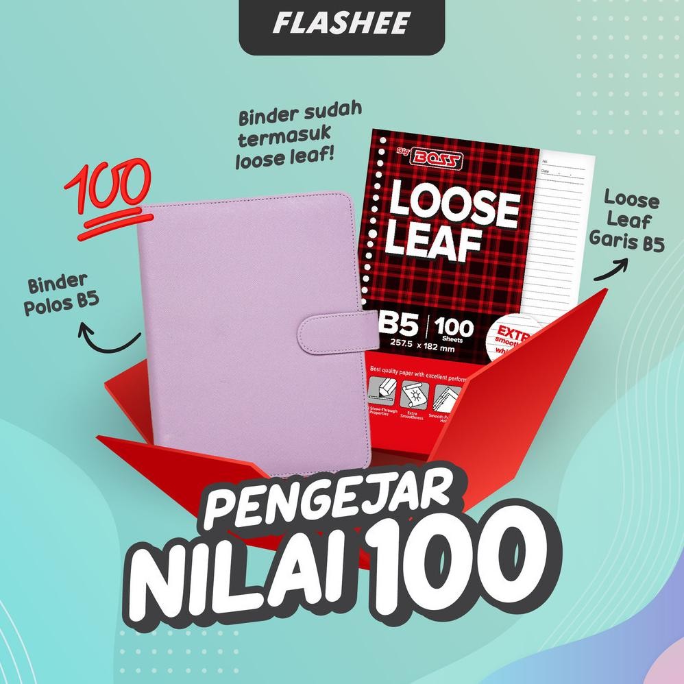 

Flashee Paket Binder B5 26 Ring Sudah Termasuk Loose Leaf 100 Lembar Paket Agenda Pengejar Nilai 100