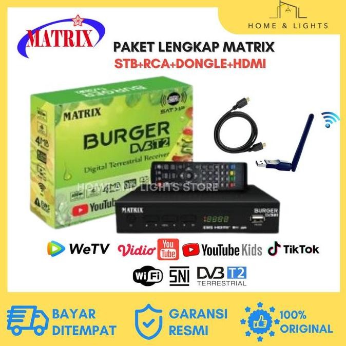 Settopbox Matrix Burger Hijau/Stb Dvb T2Hd/Set Box Tv Digital (Grosir)