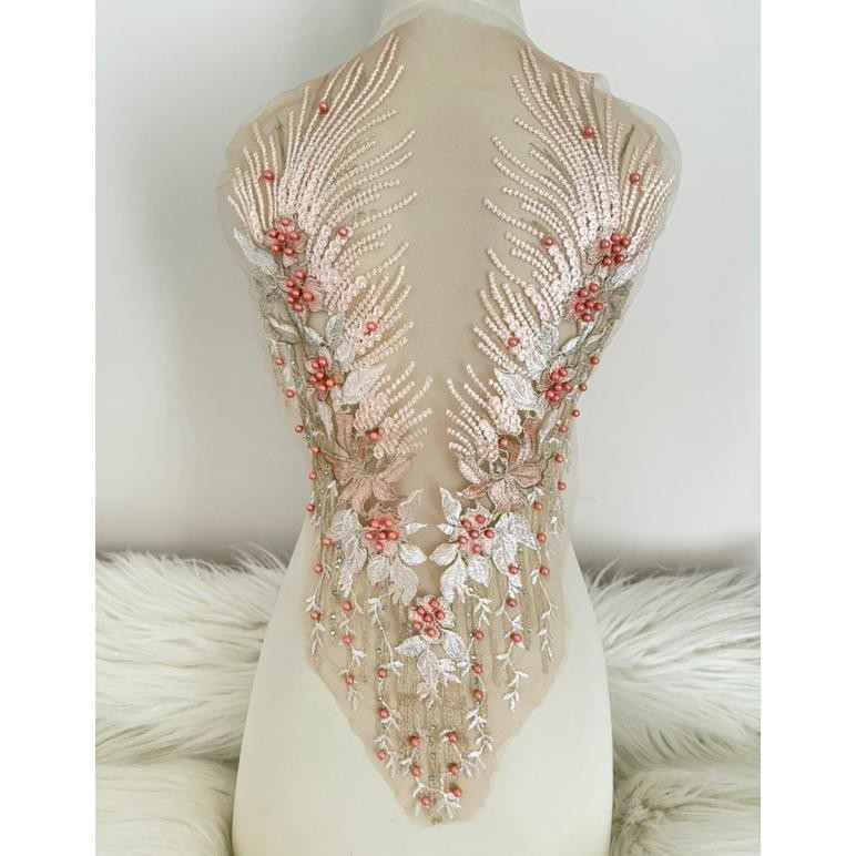 Bisa Cod Renda Tempel/ Renda Sepasang / Patch Renda/ Bordir Mewah Gh-67