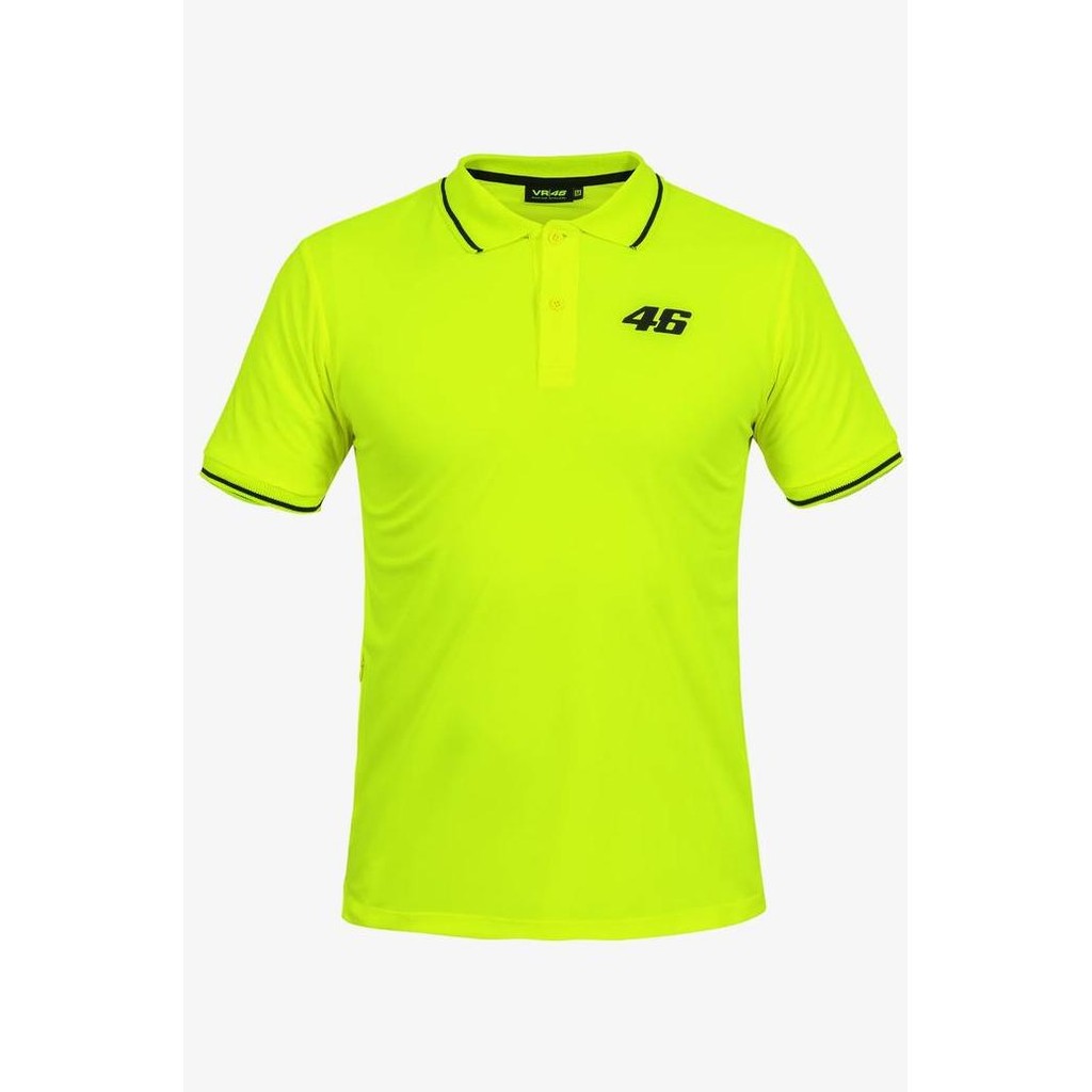 VR46 CORE SMALL 46 POLO YELLOW FLUO. Kaos Polo Pria MotoGP