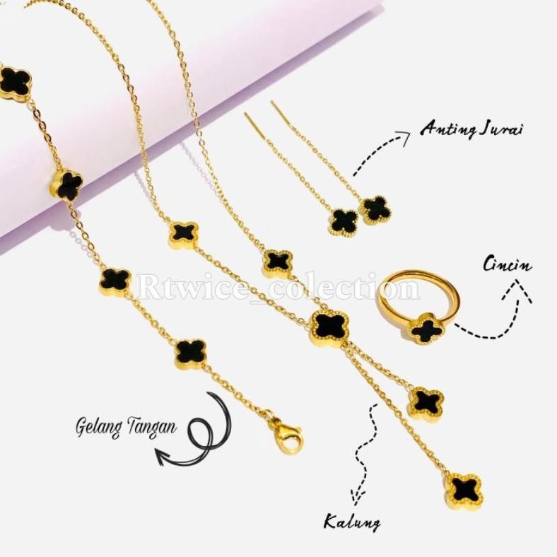 SELAMAT DATANG DI TOKO LAPAK PERHIASANSatu set kalung gelang anting cincin wanita titanium stainless