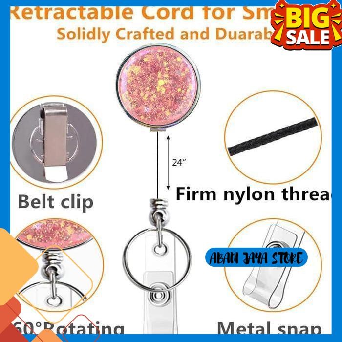 

RETRACTABLE BADGE REELS GANTUNGAN KUNCI RETRACTABLE TELESCOPIC KEYCHAIN FLEXIBLE YOYO TARIK NAME TAG ID CARD HOLDER PINTU WITH KEY RING BELT CLIP GLITTERY DESIGN BADGE HOLDER KLIP GULUNGAN LENCANA ID CARDS OFFICE STAFF FASHION BERLIAN BEST SELLER
