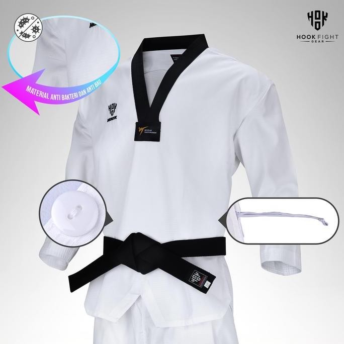 Tersedia Baju Taekwondo Kerah Hitam Hook Dobok Seragam Taekwondo Dobok Seragam Taekwondo Kerah Hitam