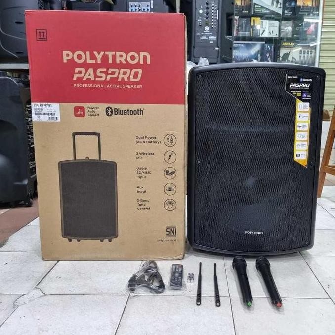 Grosir Speaker Portable Polytron Pas Pro15F3 15Inc Free 2 Mic