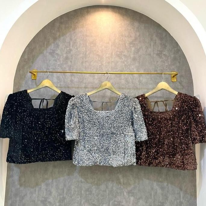 Sequin Glitter Top Premium Blouse Atasan Wanita Termurah