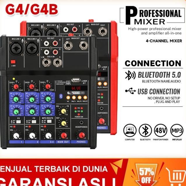 MIXER AUDIO PROFESIONAL G4 / G4B MIXER KECIL 4 SALURAN MENDUKUNG