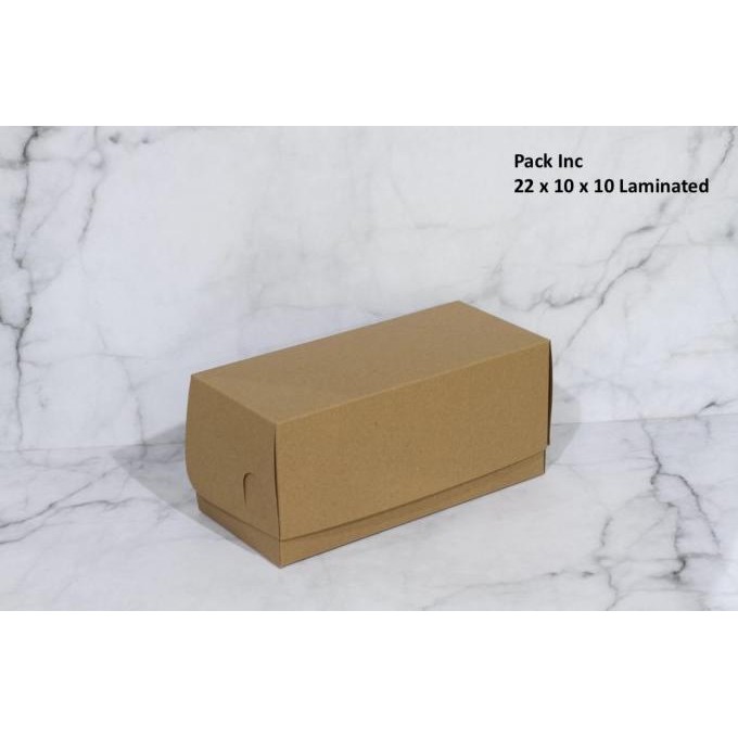 (Expert) Box Kraft Craft Dus Coklat Kue Roti 22 x 10 x 10 cm Laminasi 25 pcs