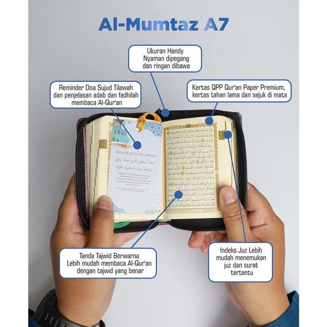 new Alquran Tilawah Al-Mumtaz A7 Resleting Saku Non Terjemah Tajwid Warna