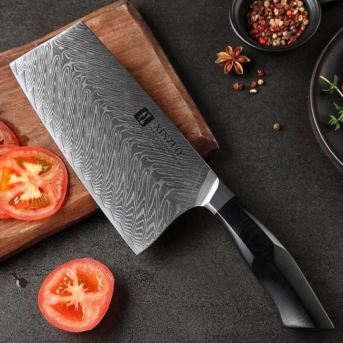 (Expert) XINZUO B32 Damascus Steel With Black G10 Handle - Pisau Dapur