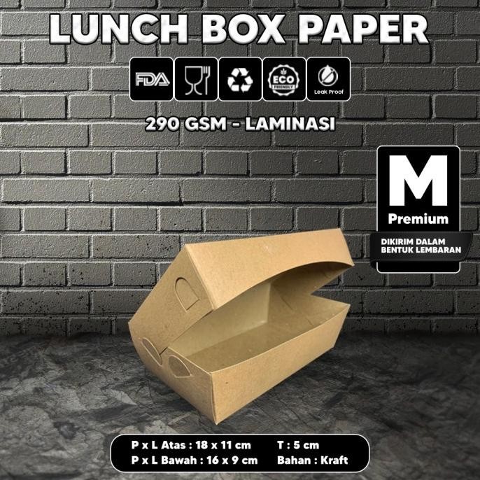 (Expert) Kotak Makan Kertas / Paper Lunch Putih / Kemasan Makanan Kraft Size M
