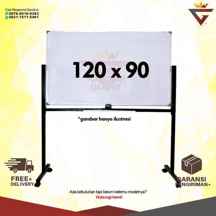 

Whiteboard 120 x 90 SAKURA Standing 2 Muka Double Face Papan Tulis