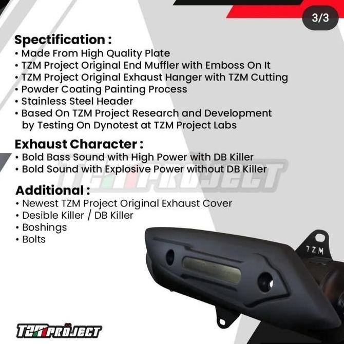 Knalpot TZM PROJECT STD Non SS Pro Fullpack Untuk Matic Honda & Yamaha