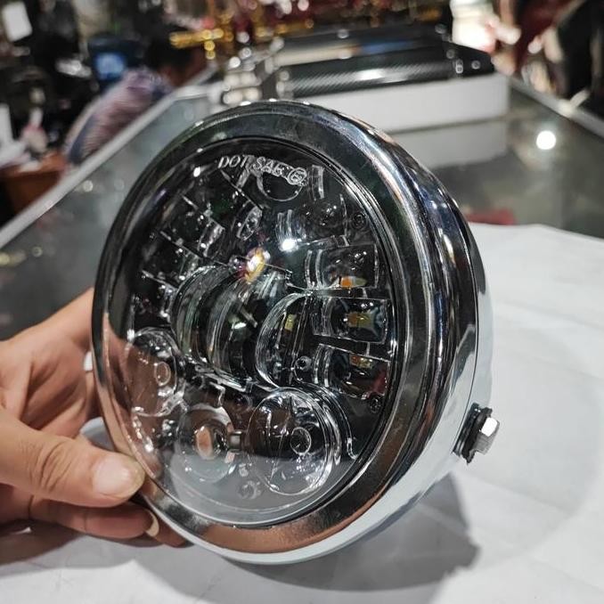 Lampu Daymaker 5,7 inch, Lampu Led Daymaker Motor + Kedok Chrome