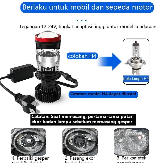Lampu Led Mobil Dan Motor H4 Mini PJECTOR PROJIE Y7D SUPER BRHT 50 Watt Biled / Mini Projie Y7D H4 5