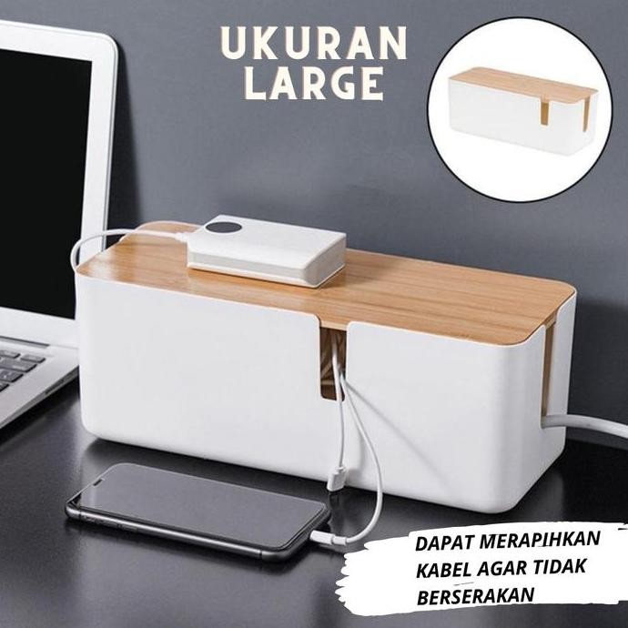

Terlaris Cable Rack Natural Wood Cable Storage Box Kotak Organizer Kabel Wire Penyimpanan