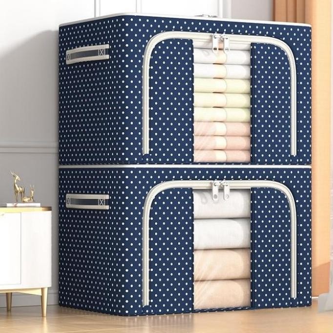 

Terlaris Lipat Storage Box 66L/100L Tahan Lembab Kotak Penyimpanan Serbaguna Organizer Kotak Mainan Perlengkapan Rumah Double Zipper Kotak Penyimpanan