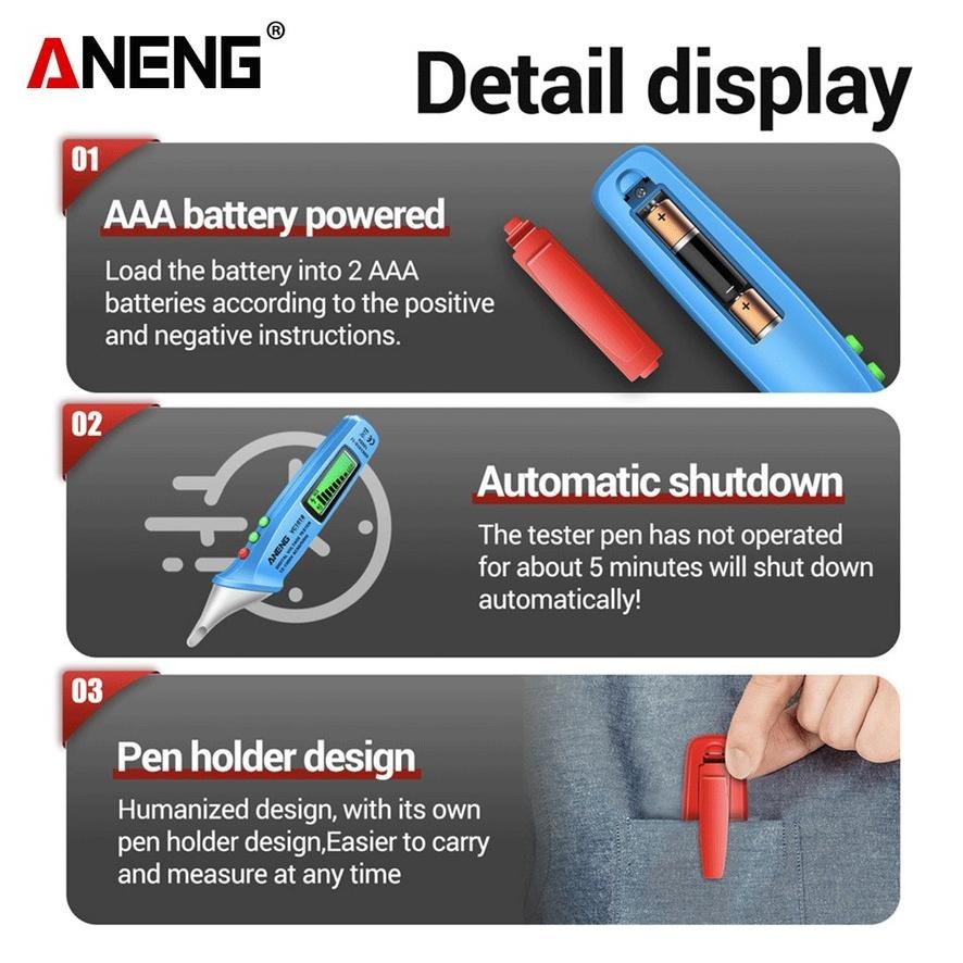 Carlosmomok12 Aneng Vc1018 Alat Pendeteksi Arus Aliran Listrik Tespen Bunyi Deteksi Kabel Putus Orig