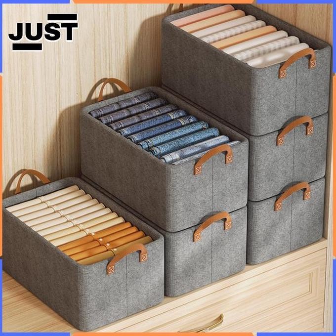 

Terlaris Just Storage Box Lipat Kotak Penyimpanan Baju Pakaian Celana Lemari Penyimpanan Serbaguna Grey